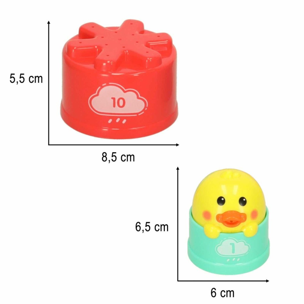 Turn din Căni pentru Baie, 11 Piese Colorate, Vârf Rățușcă, Jucărie Educativă pentru Apă, 18 luni+ 9