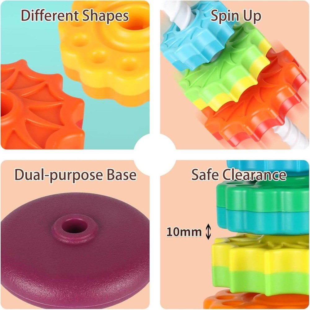 Turn piramidă, Rainbow Spiral, Joc de stivuire și dexteritate, 12 luni+, cu spirală 3