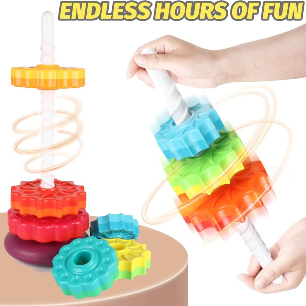 Turn piramidă, Rainbow Spiral, Joc de stivuire și dexteritate, 12 luni+, cu spirală 5