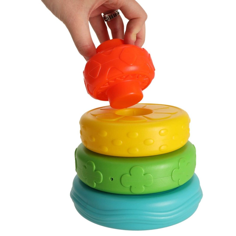 Turn Piramidă Senzorial și Educativ, 7 Elemente Colorate, Puzzle Montessori, Bebeluși, 12 luni+ 4