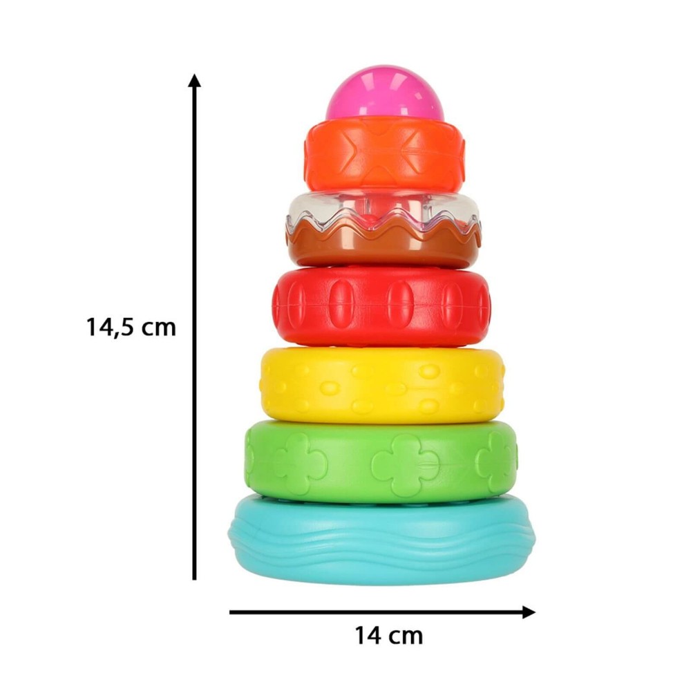 Turn Piramidă Senzorial și Educativ, 7 Elemente Colorate, Puzzle Montessori, Bebeluși, 12 luni+ 9