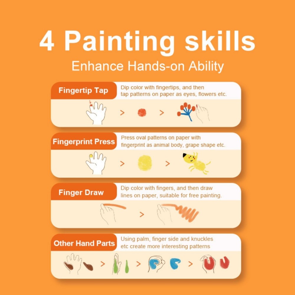 Vopsea pentru pictură cu degetele, Finger Paint, 6 culori 8